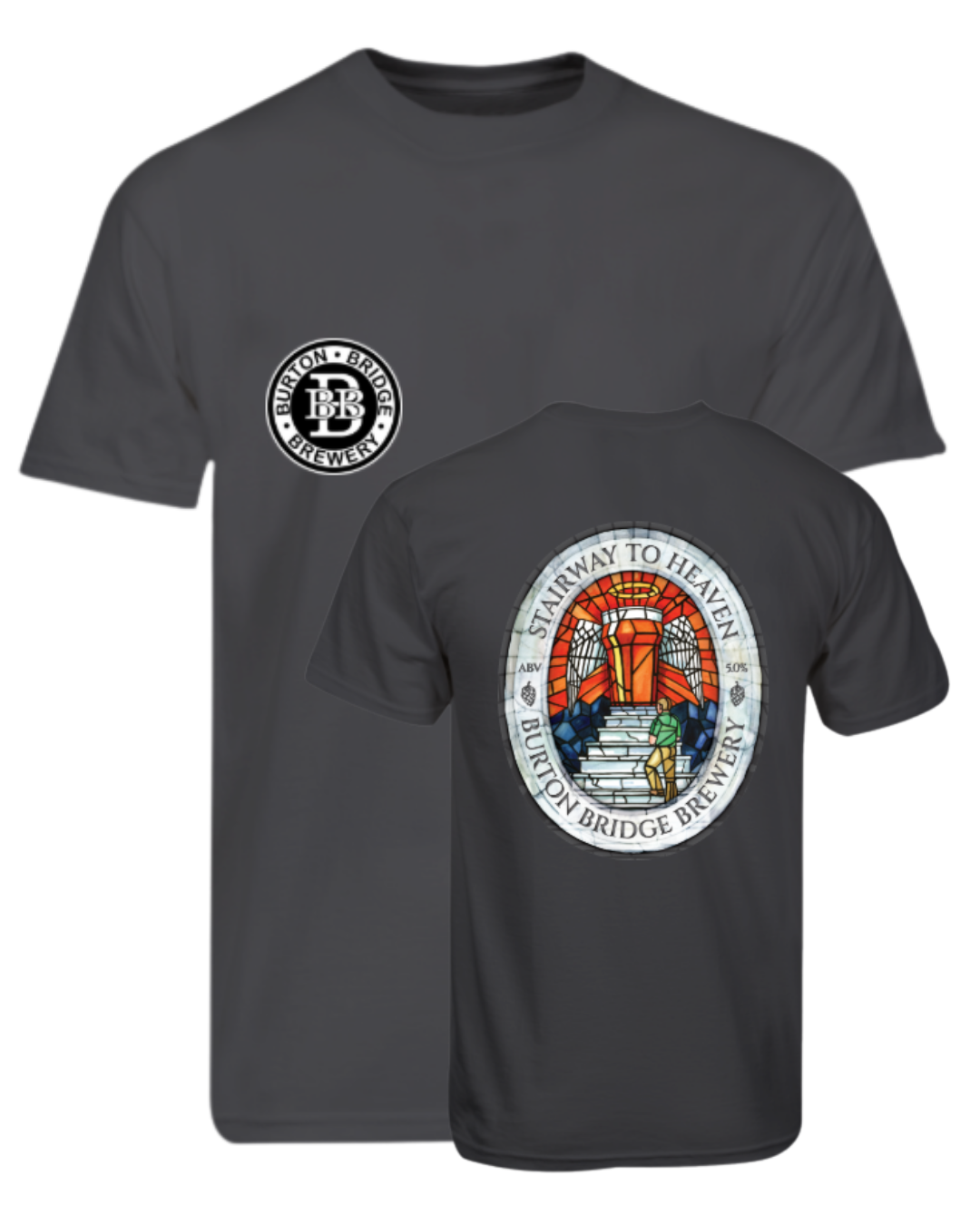 Stairway To Heaven Charcoal 100% Cotton Rung Spun SoftStyle T-Shirt