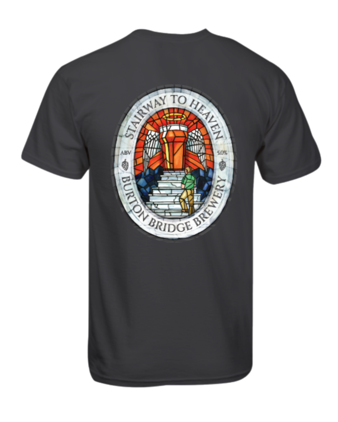 Stairway To Heaven Charcoal 100% Cotton Rung Spun SoftStyle T-Shirt